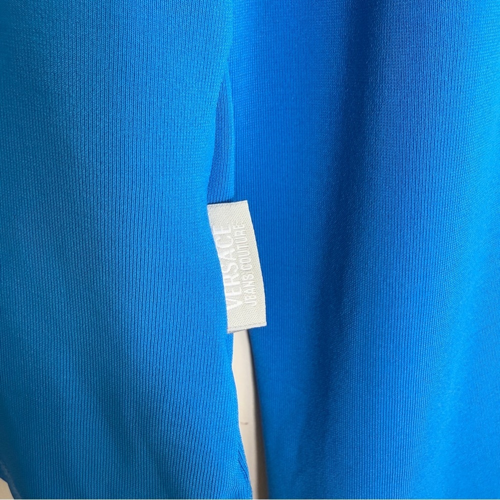 VERSACE Jeans Couture Women’s Blue Long Sleeve Shirt Top Italy Logo Sz M - Picture 6 of 9